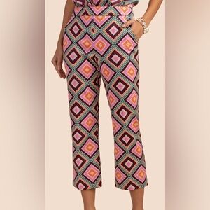 Trina Turk Flaire 2 Printed Cropped Pants Sz 12 Great Condition